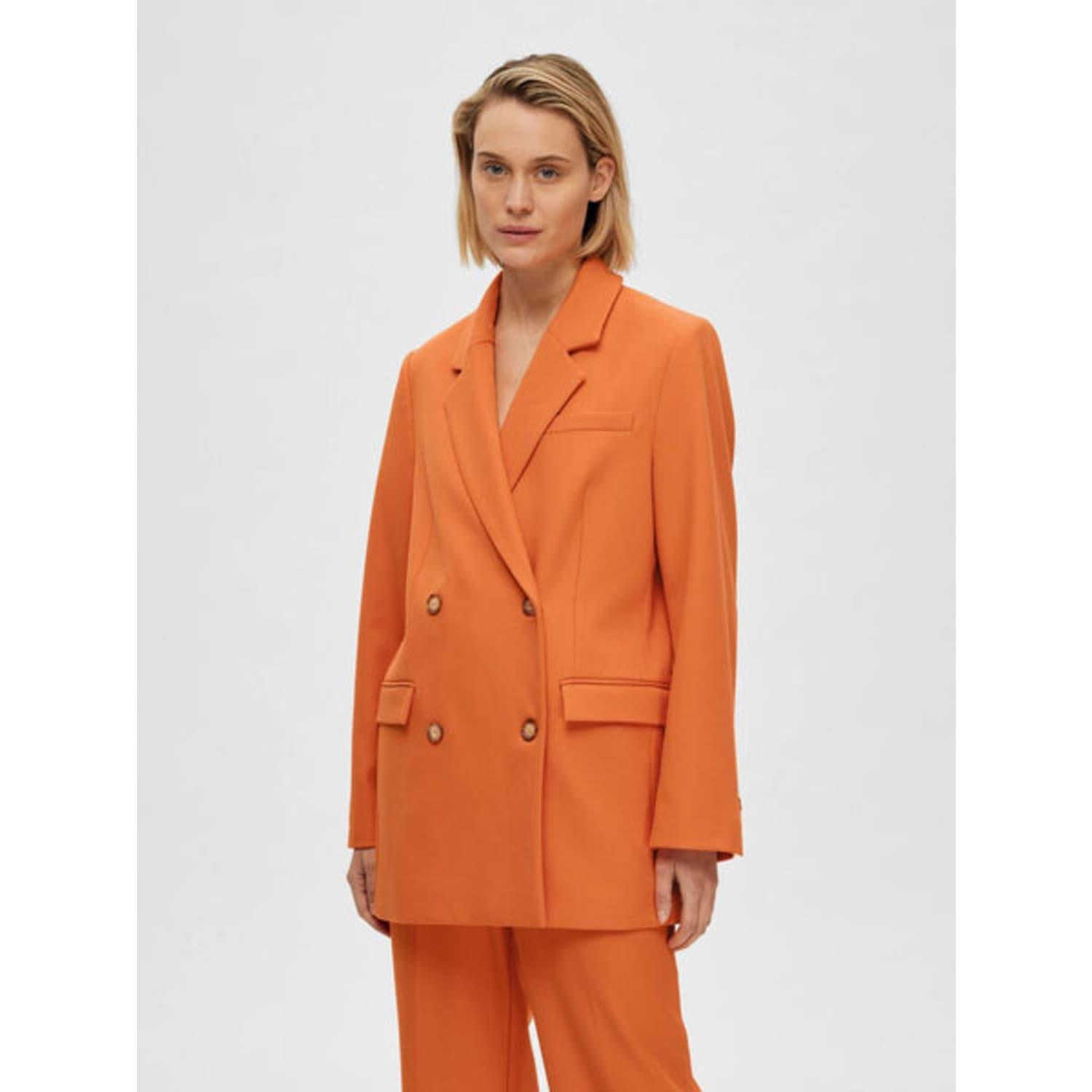 SELECTED Double Breasted Orange Blazer | Lyst