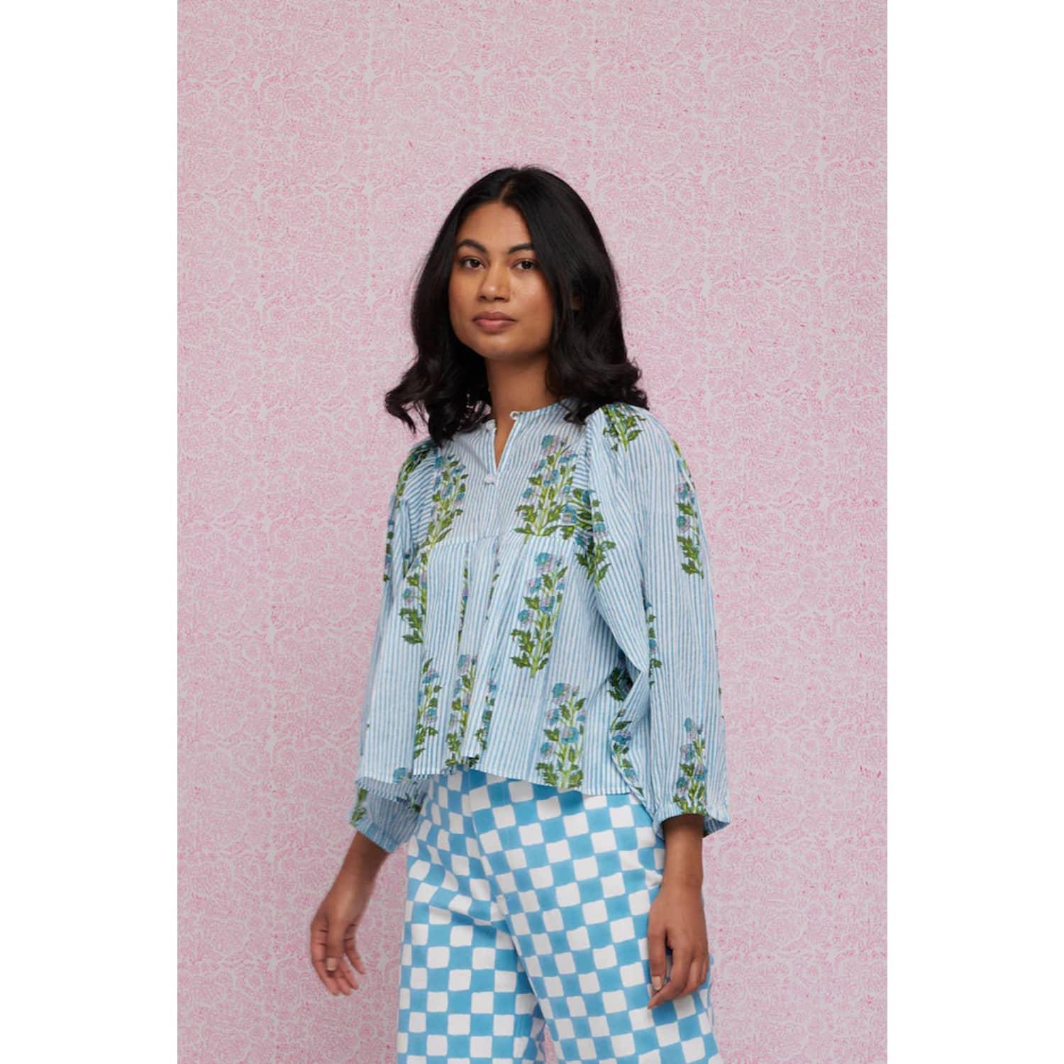 SZ Blockprints Eva Top Cornflower Blue | Lyst