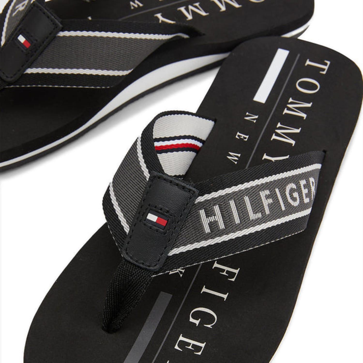 Tommy Hilfiger Maritime Logo Flip-flops in Black for Men | Lyst