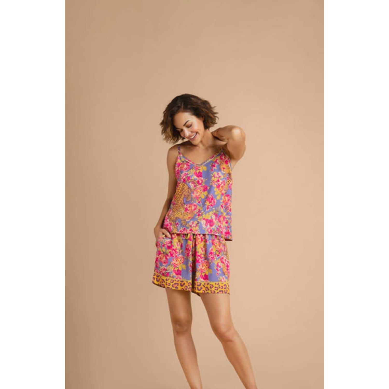 Powder Sassy Leopard Supersoft Summer Cami Pyjamas in Pink