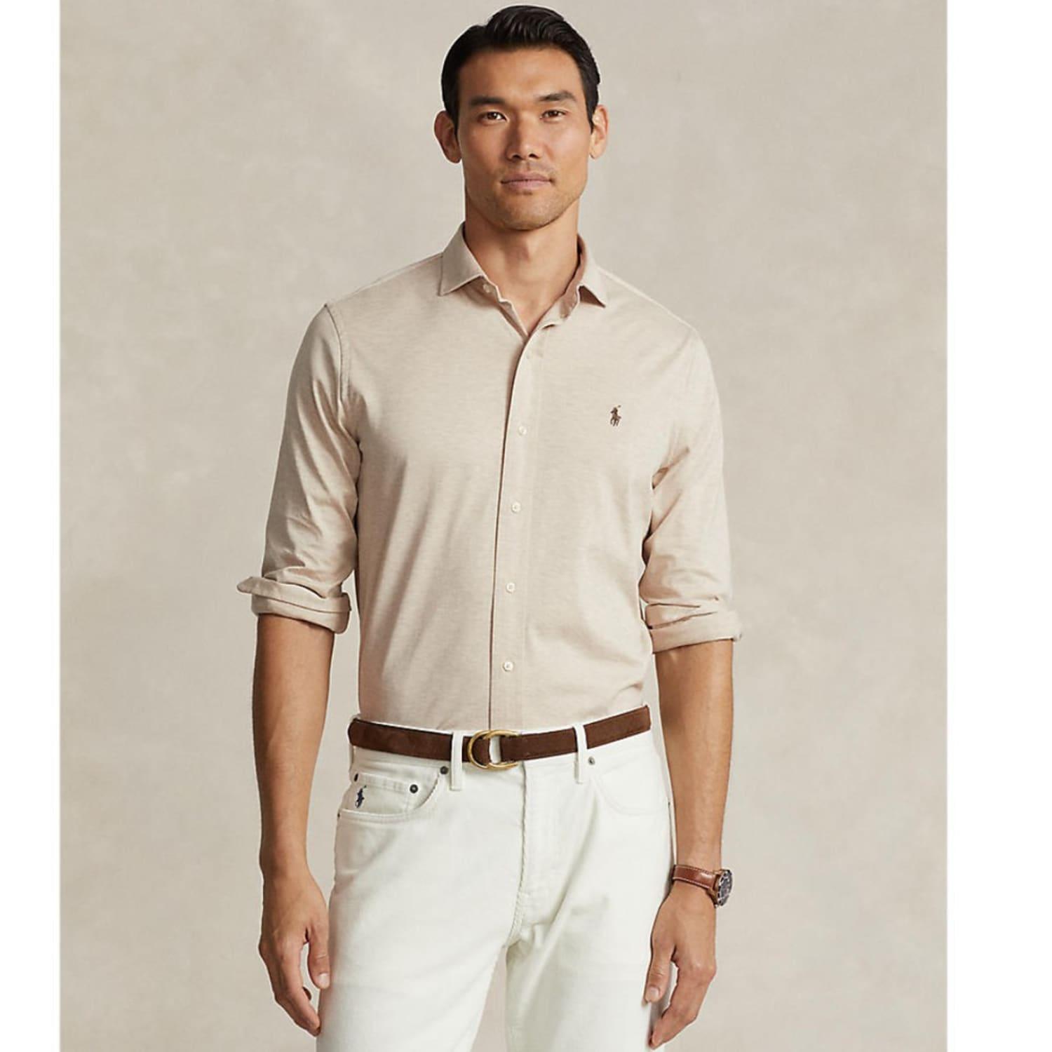 Ralph Lauren Long Sleeve Sports Shirt in White for Men | Lyst