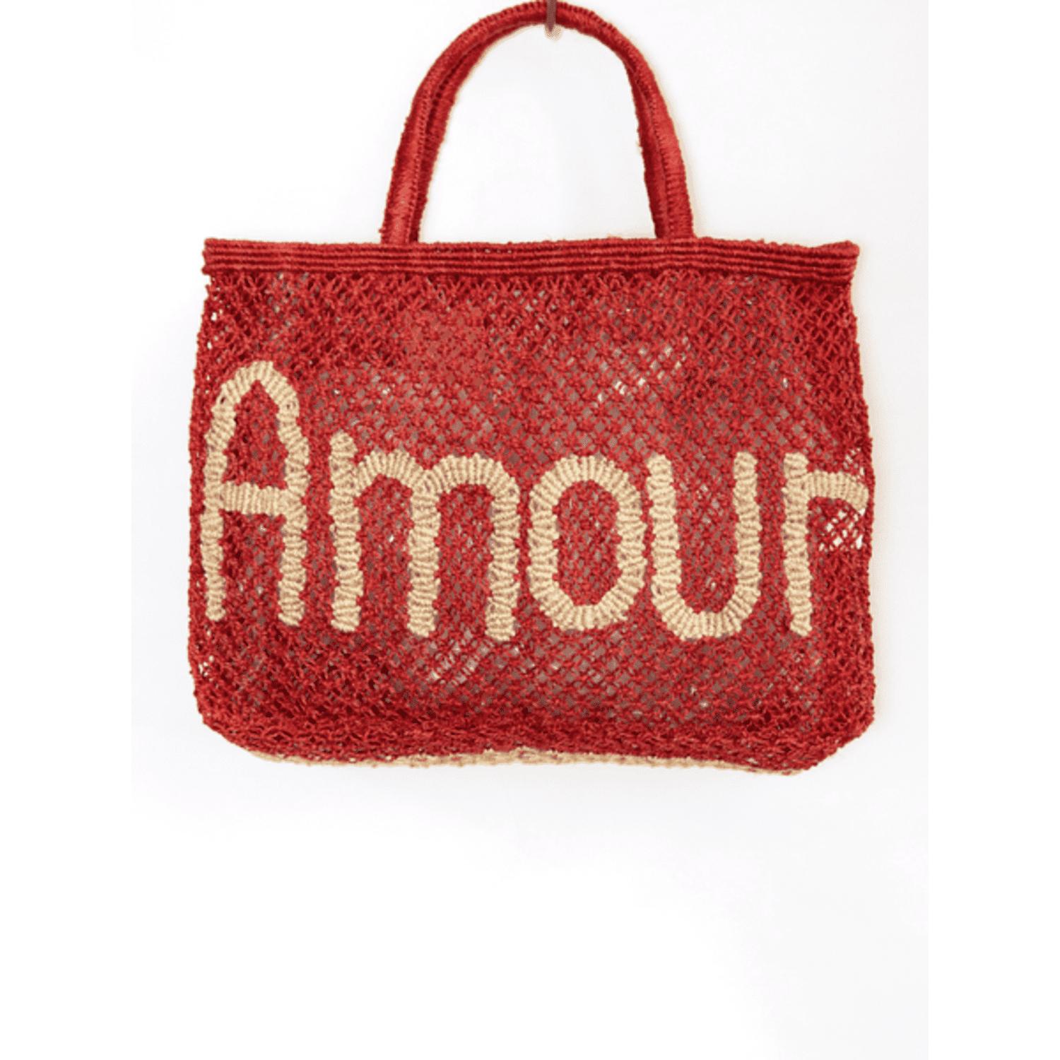 The Jacksons Scarlet And Natural Amour Jute Bag in Red | Lyst
