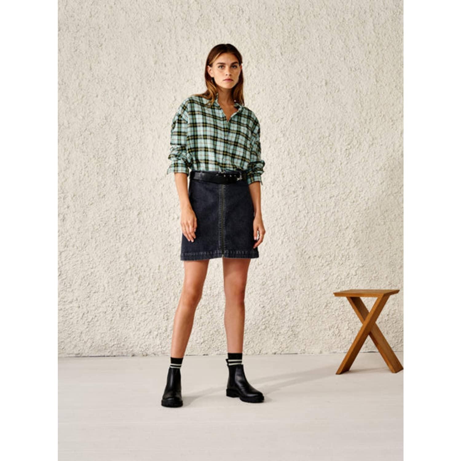 Bellerose Mini Black Stone Viha Denim Skirt in Natural | Lyst
