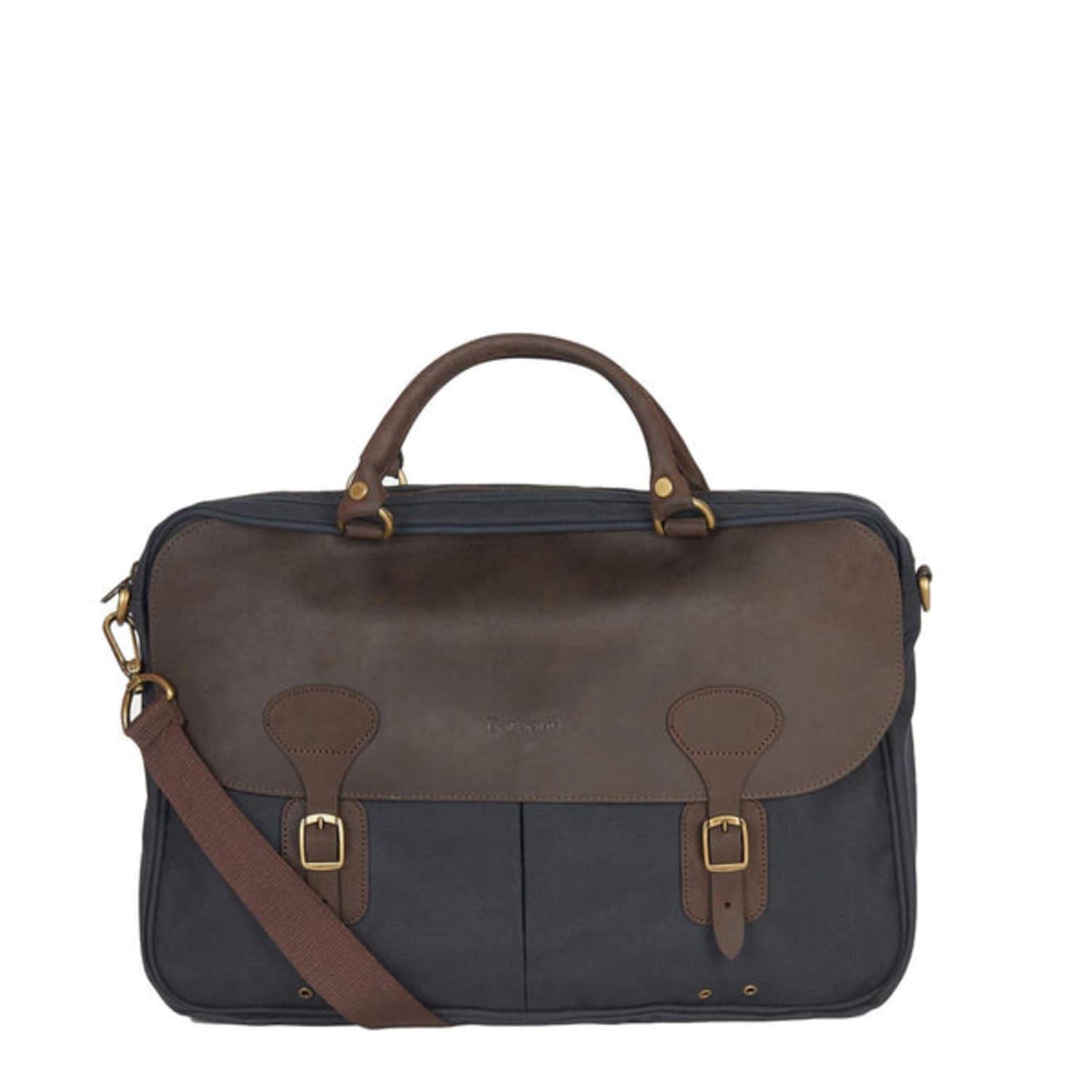 Barbour Wax Leather Briefcase in Blue for Men | Lyst
