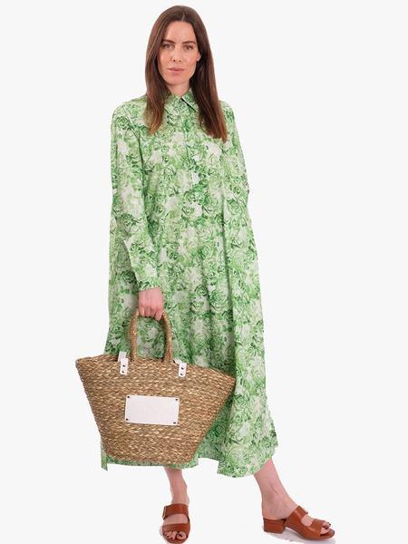 Green Printed Cotton Poplin Maxi Dress ...