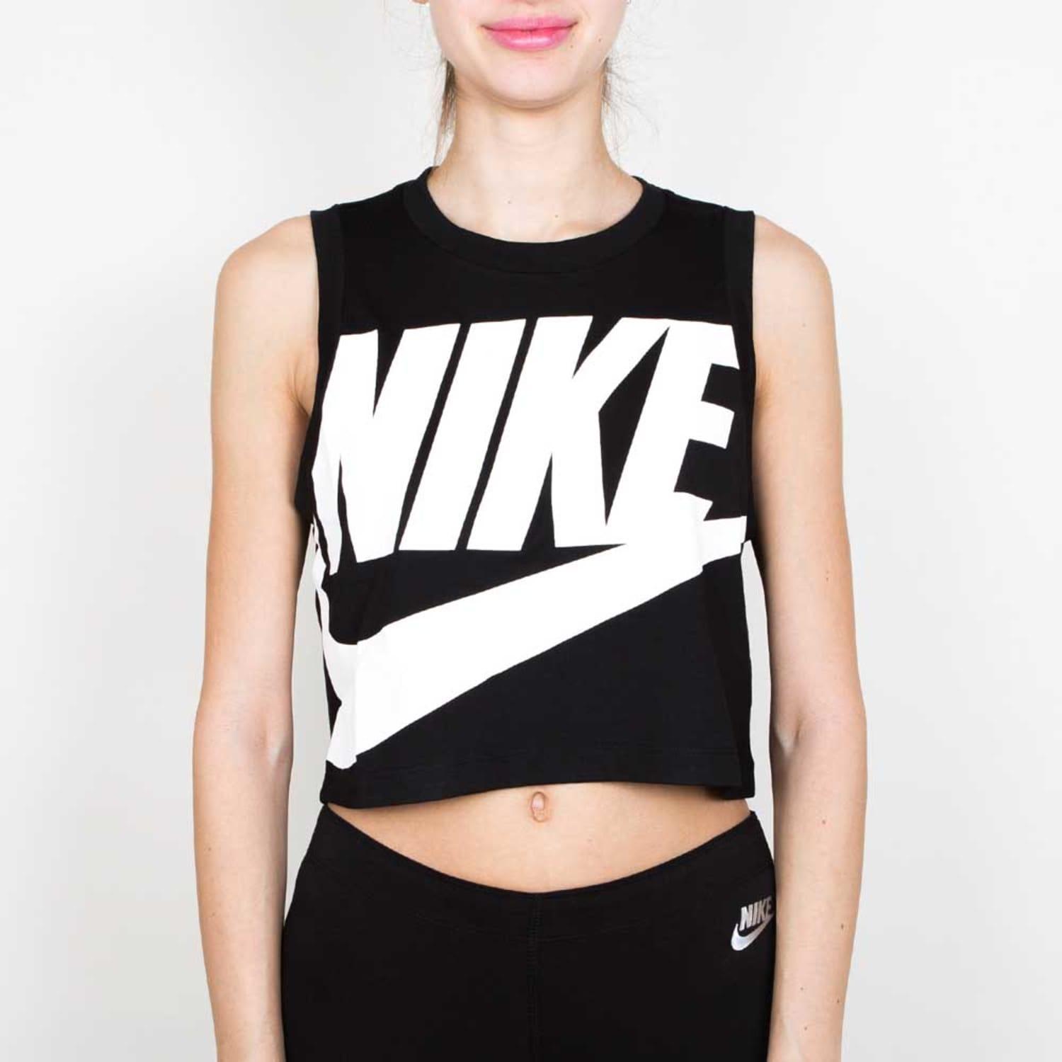 Nike Synthetic Black And White Essential Crop Hbr S Tank Top | Lyst
