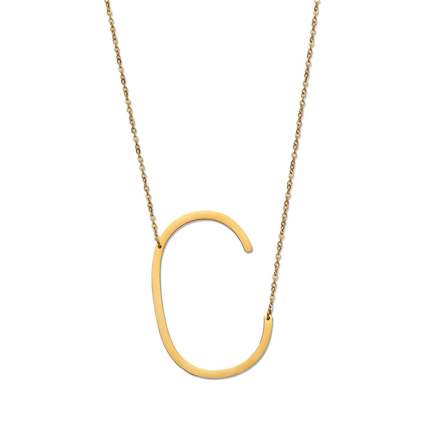 Nordic Muse Waterproof 18k Gold Initial Letter Pendant Necklace, C in  Metallic | Lyst