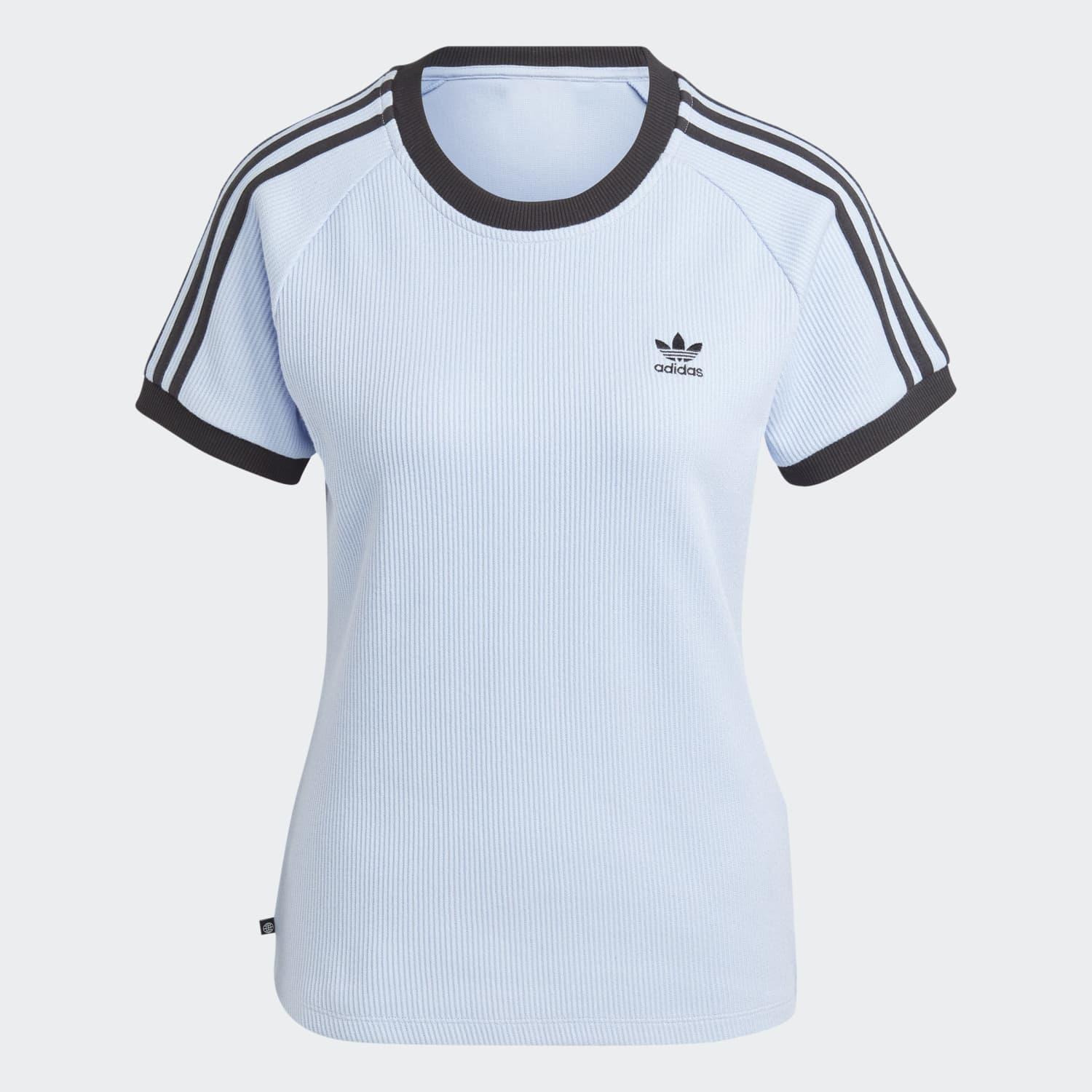 adidas Blue Dawn Three Stripes Slim T Shirt | Lyst