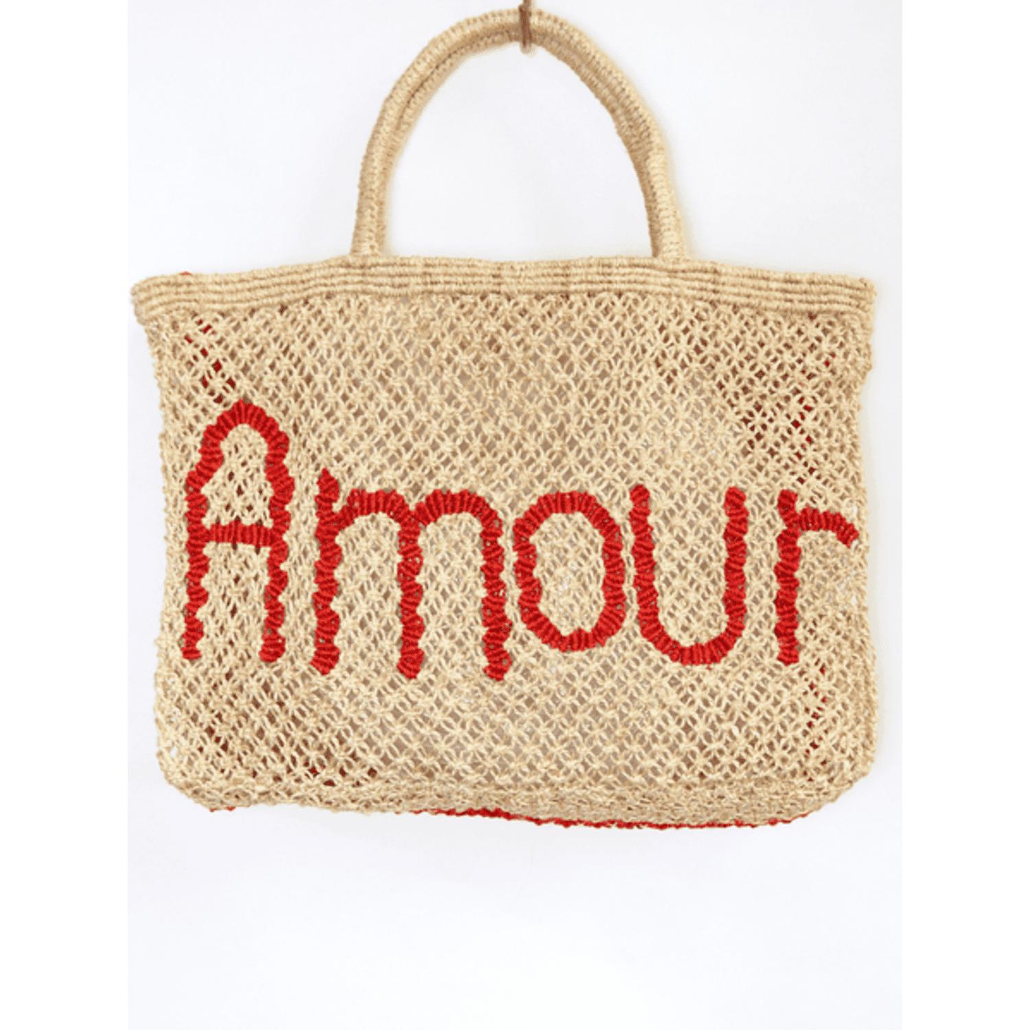 The Jacksons Natural And Scarlet Amour Jute Bag in Pink | Lyst