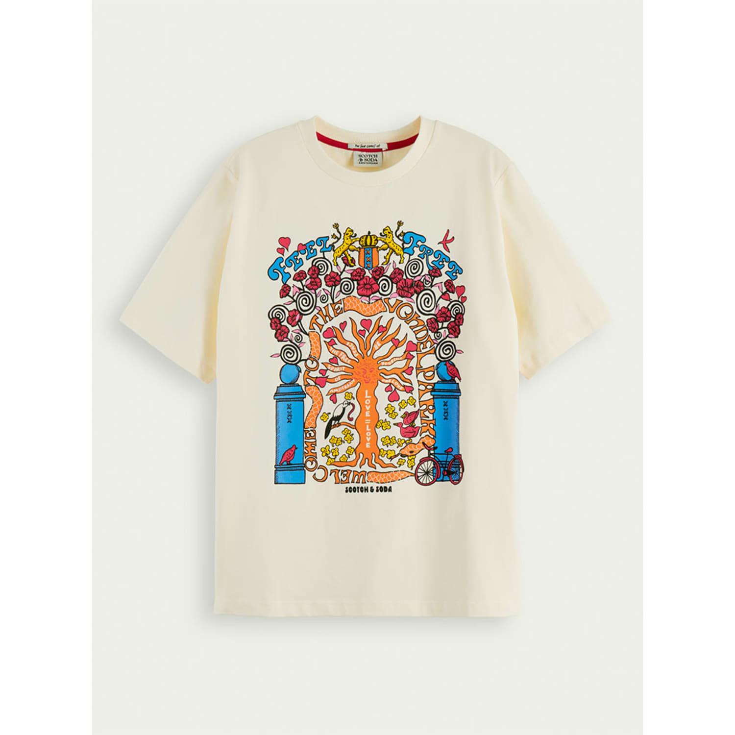 Scotch & Soda Relaxed Fit Artwork Organic Cotton T-shirt White | Lyst