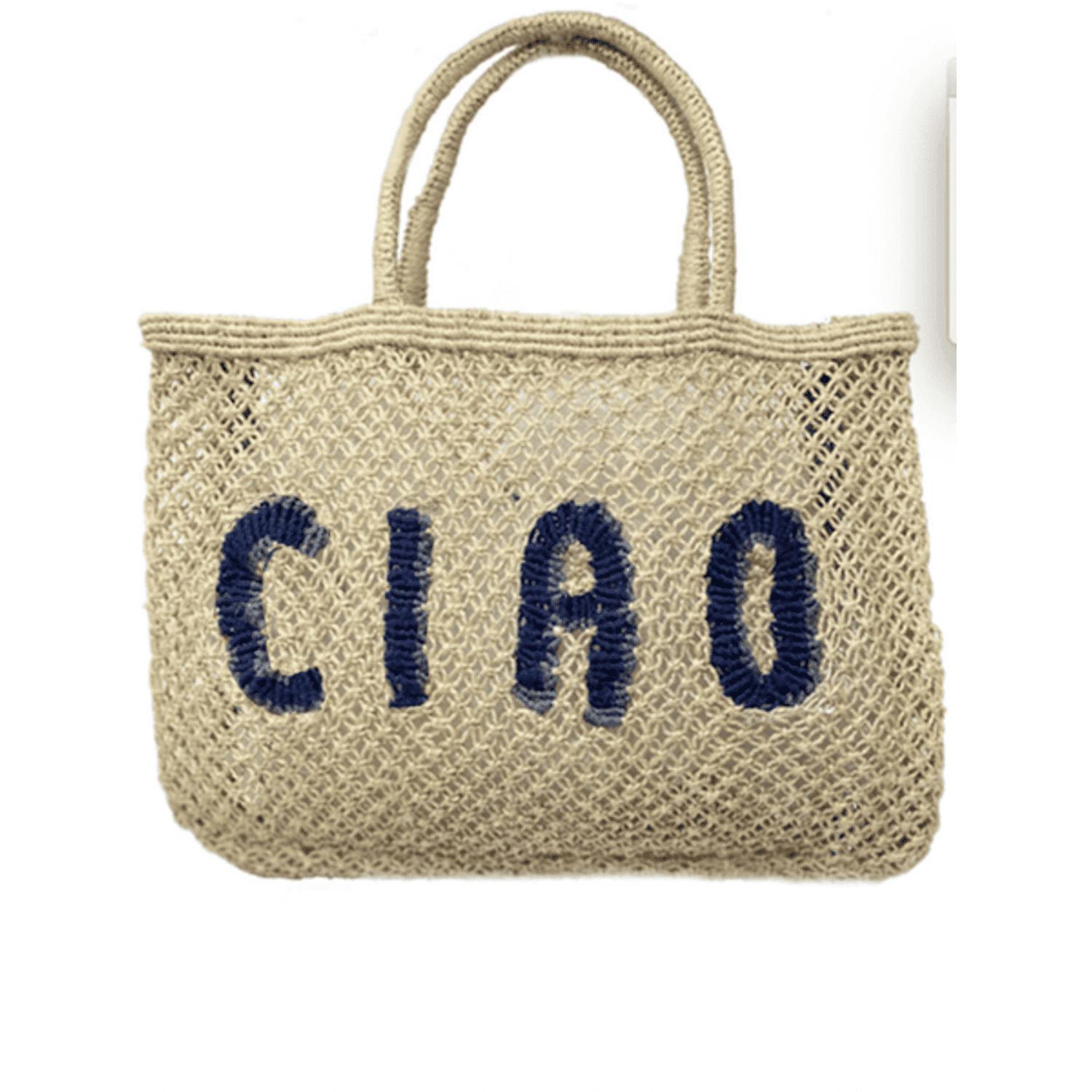 The Jacksons Natural And Indigo Ciao Jute Bag in Metallic | Lyst
