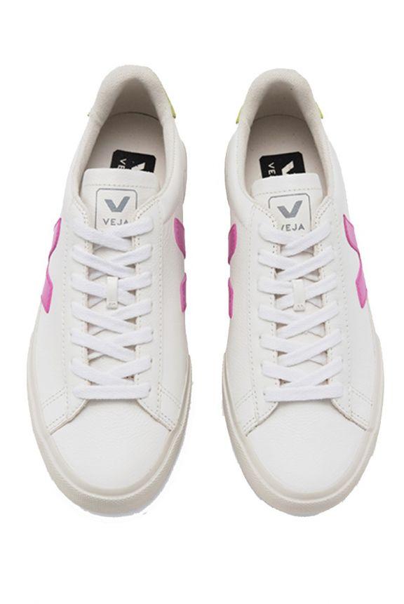 Veja Extra White Ultraviolet Jaune Fluo Campo Leather Trainers | Lyst