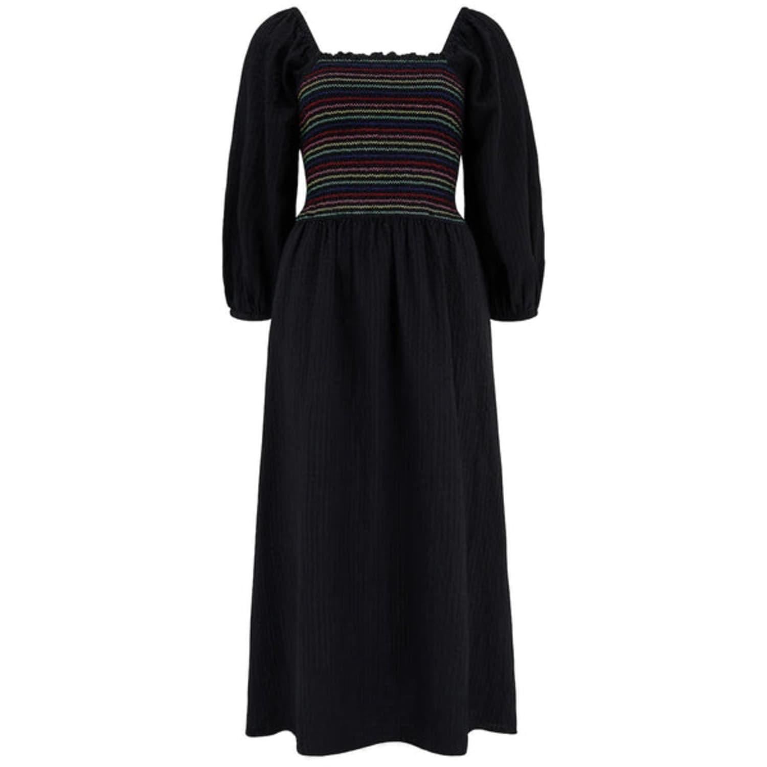 Sugarhill Brighton Emaline Shirred Dress Black Rainbow | Lyst