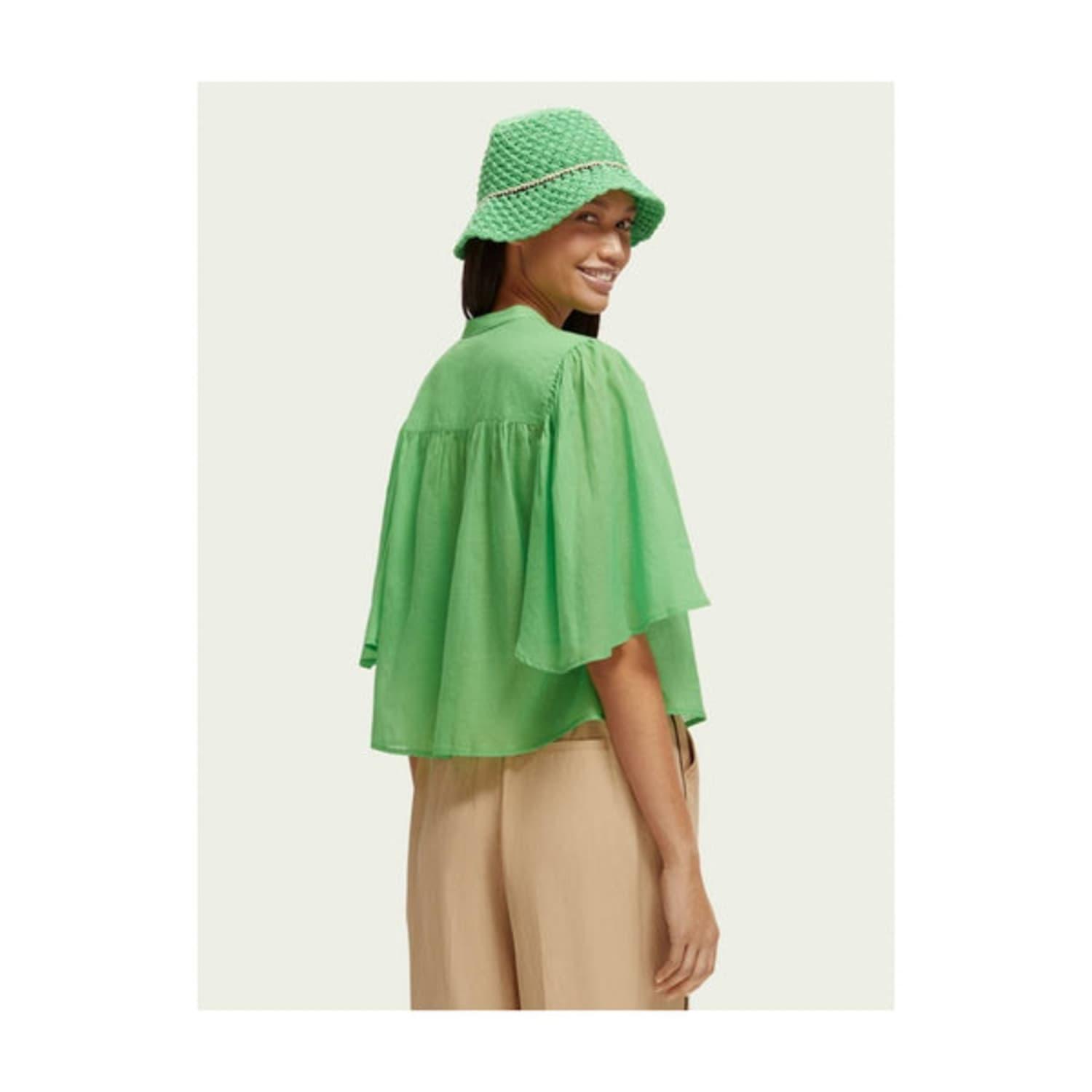 Scotch & Soda Green Flutter Sleeve Shirt