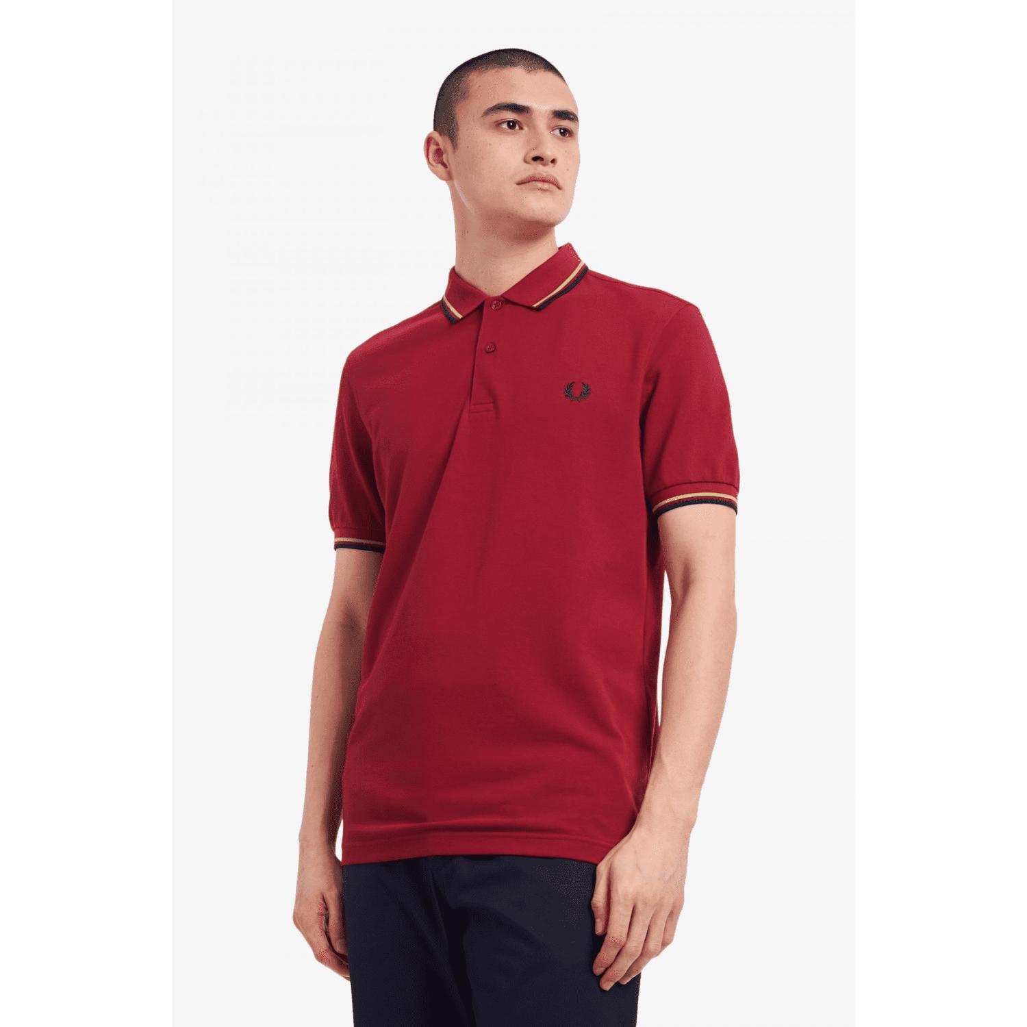 Fred Perry Cotton Slim Fit Twin Tipped Polo Claret, Willow & French Navy in  Red for Men - Lyst