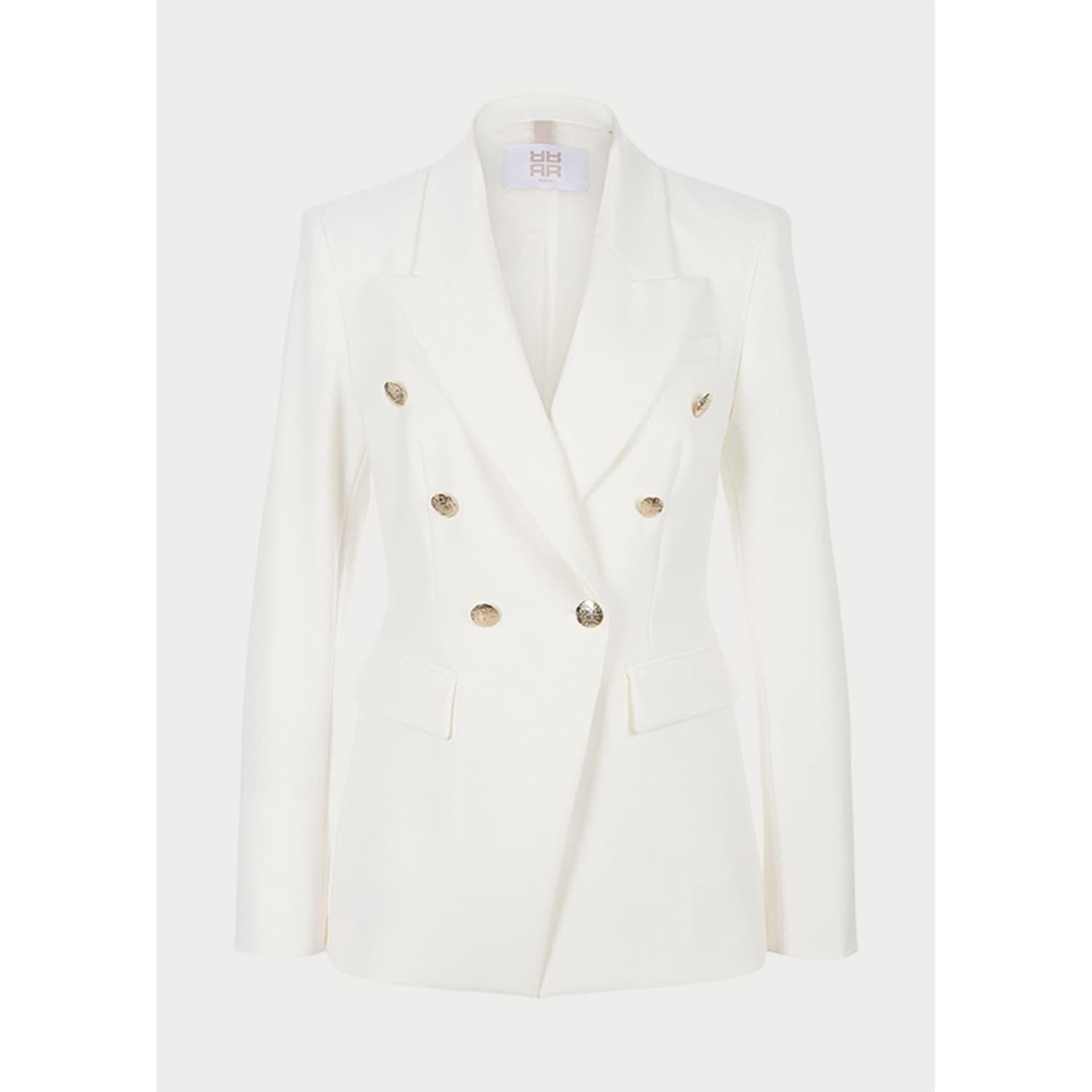 White blazer with silver buttons sale