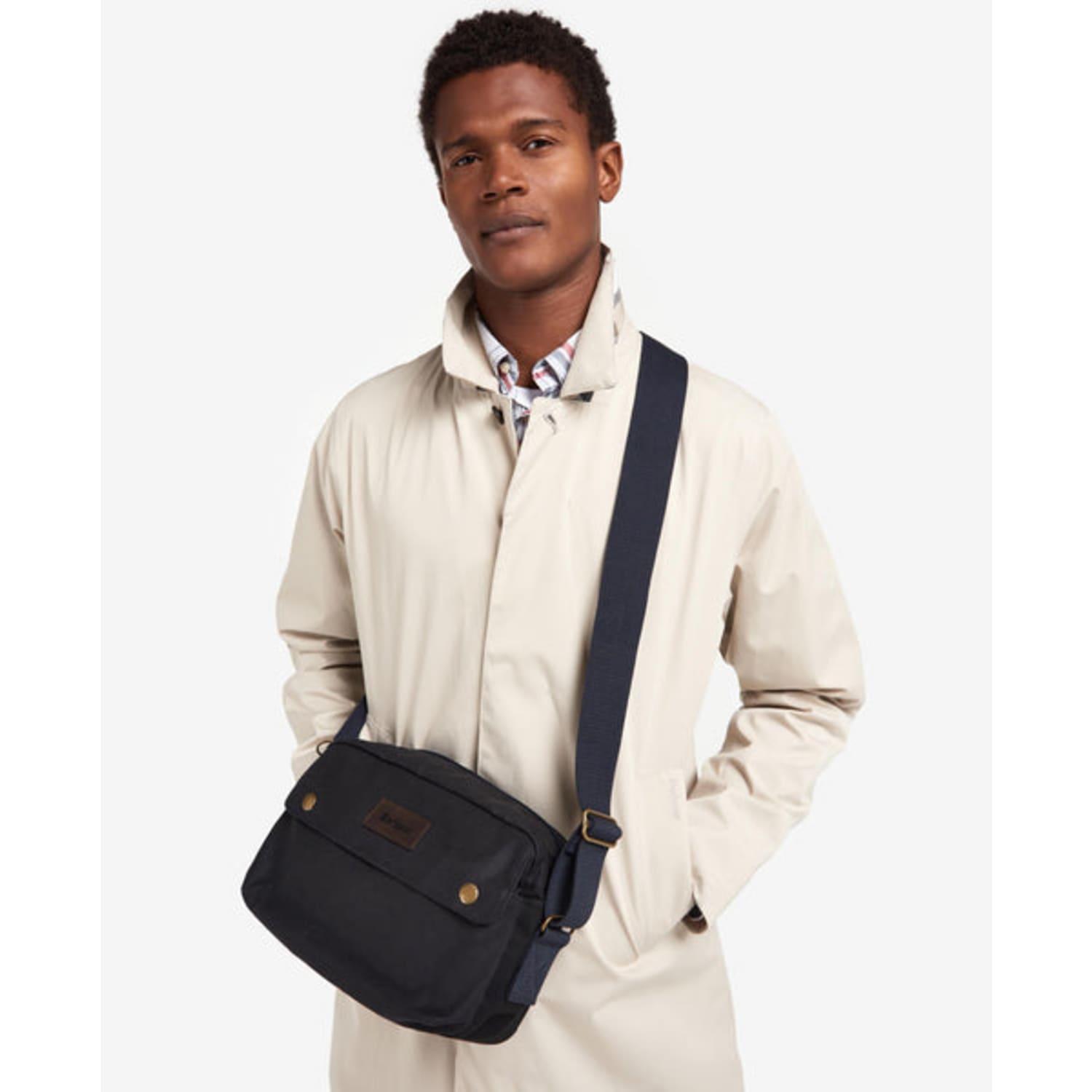 Barbour Navy Essential Wax Crossbody Bag in Natural for Men | Lyst