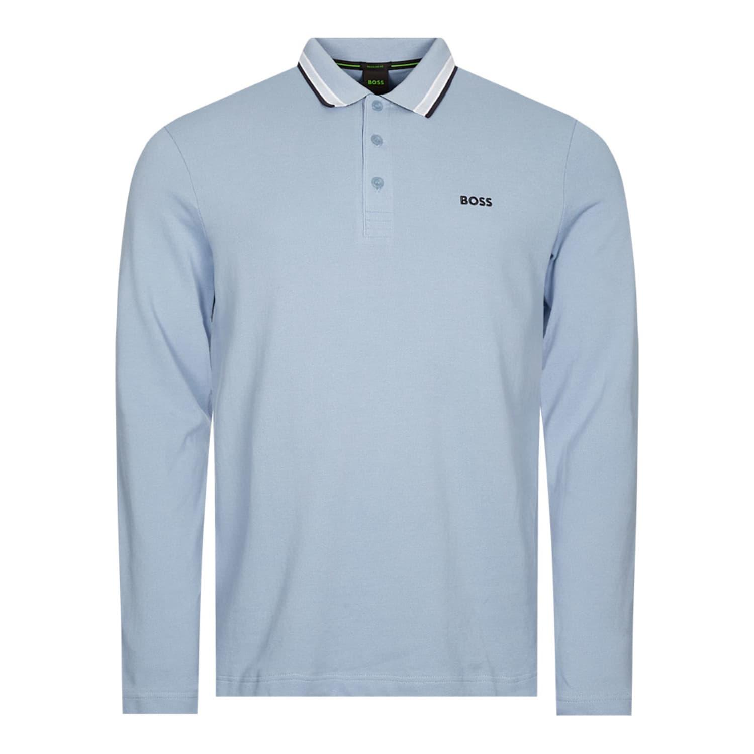 BOSS by HUGO BOSS Long Sleeve Plisy Polo Shirt in Blue for Men | Lyst