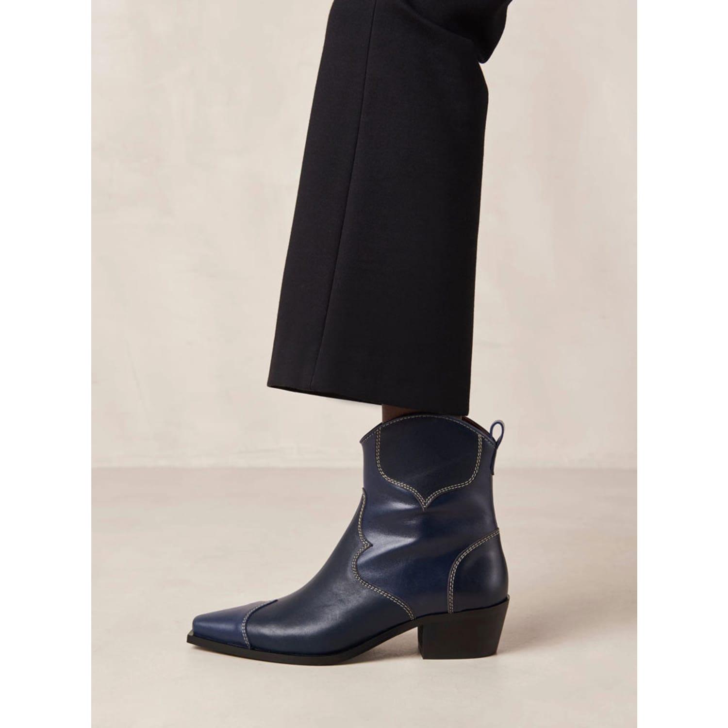 Alohas Buffalo Cowboy Ankle Boots Blue Lyst