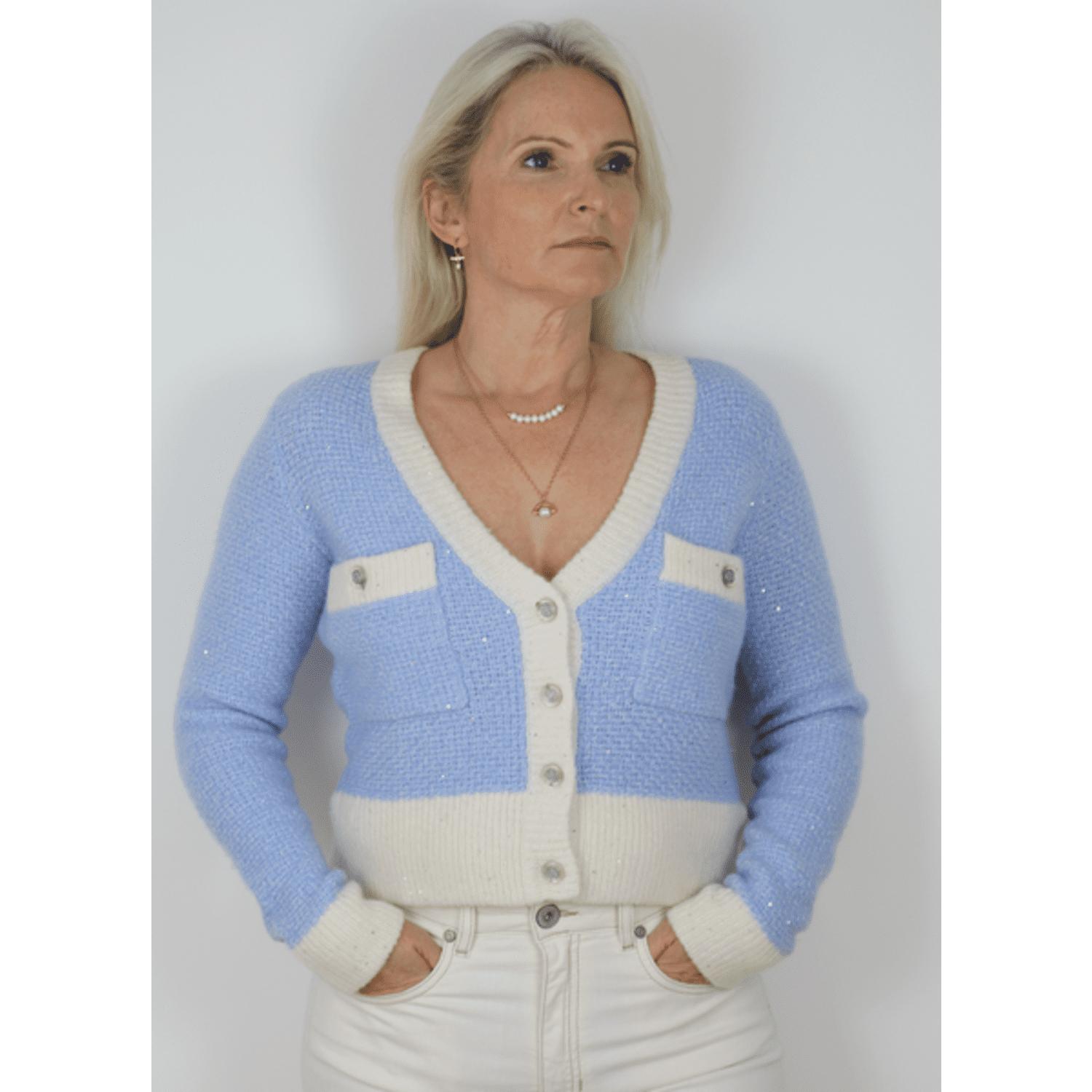 Autumn Cashmere Sequin Cardigan Summer Sky Frost in Blue | Lyst