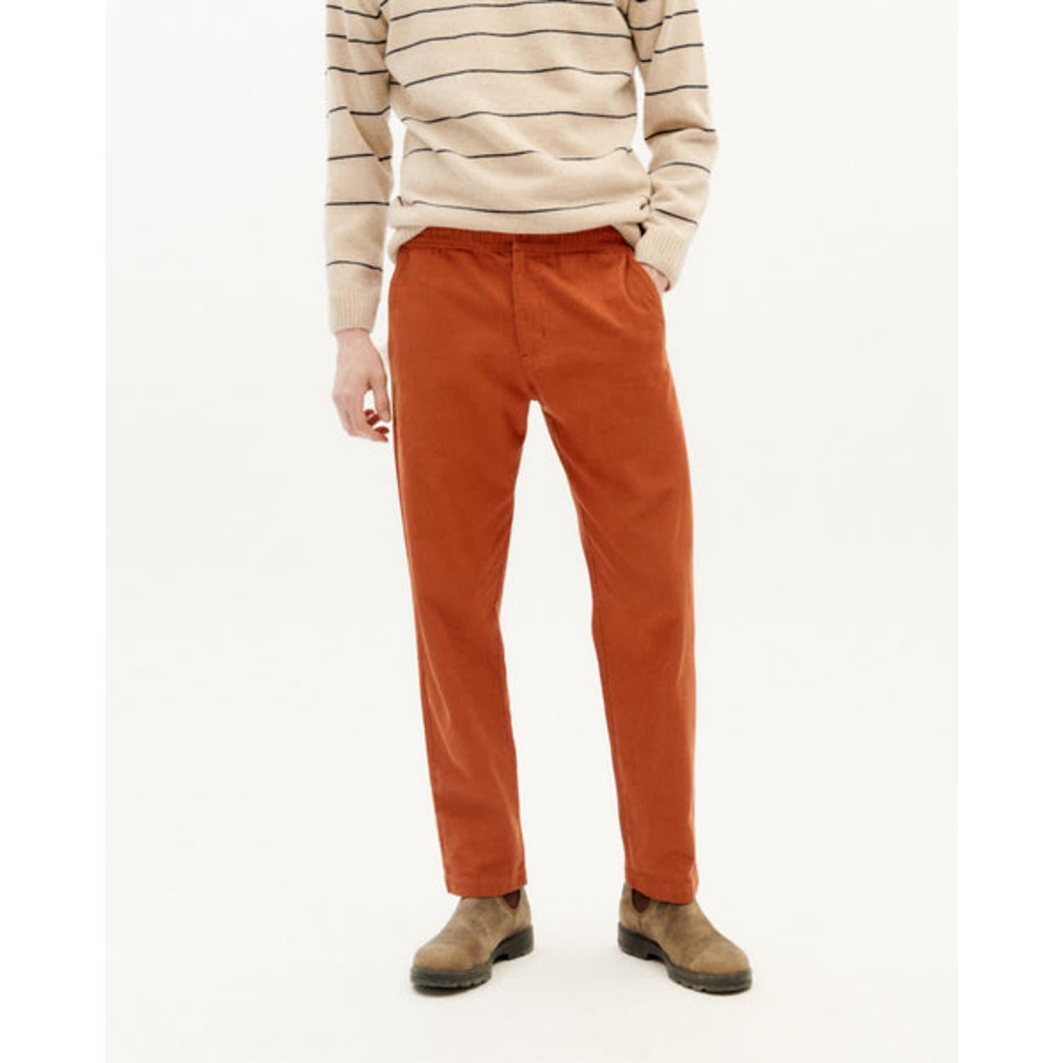 Thinking Mu Clay Red Microcorduroy Travel Pants in Orange for Men | Lyst