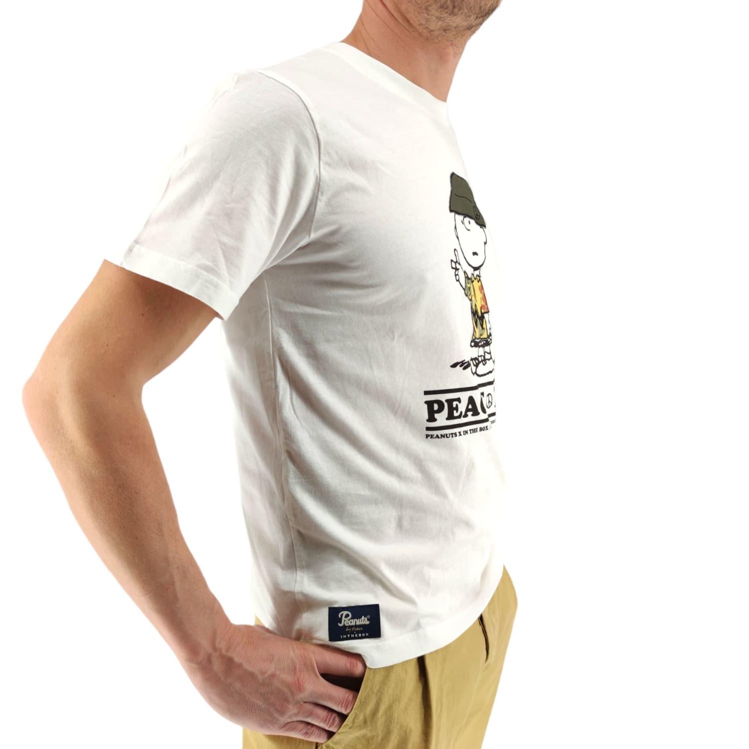 In The Box T-shirt Charlie Brown Peace And Love Uomo Panna in White for Men  | Lyst
