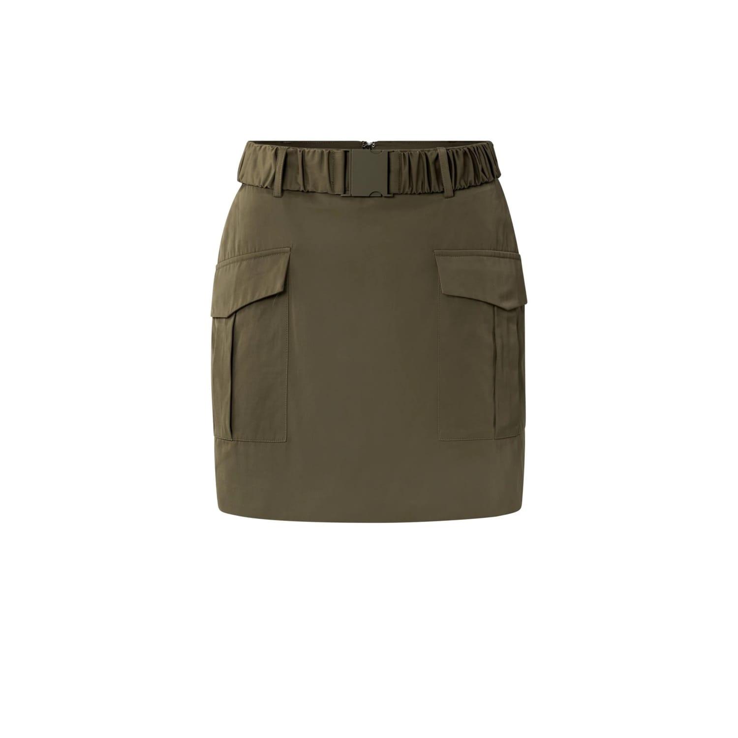 Yaya Mini Skirt With Cargo Pockets And Belt Dark Army Green Lyst UK