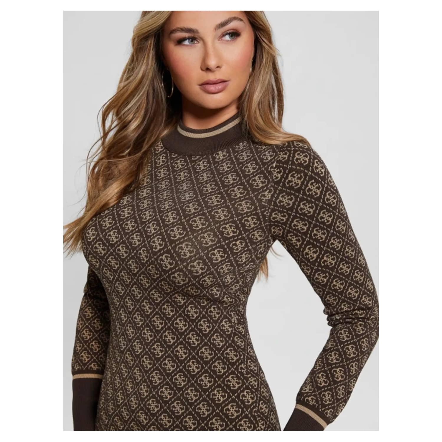 Guess Lise 4g Logo Sweater Dress in Natural | Lyst