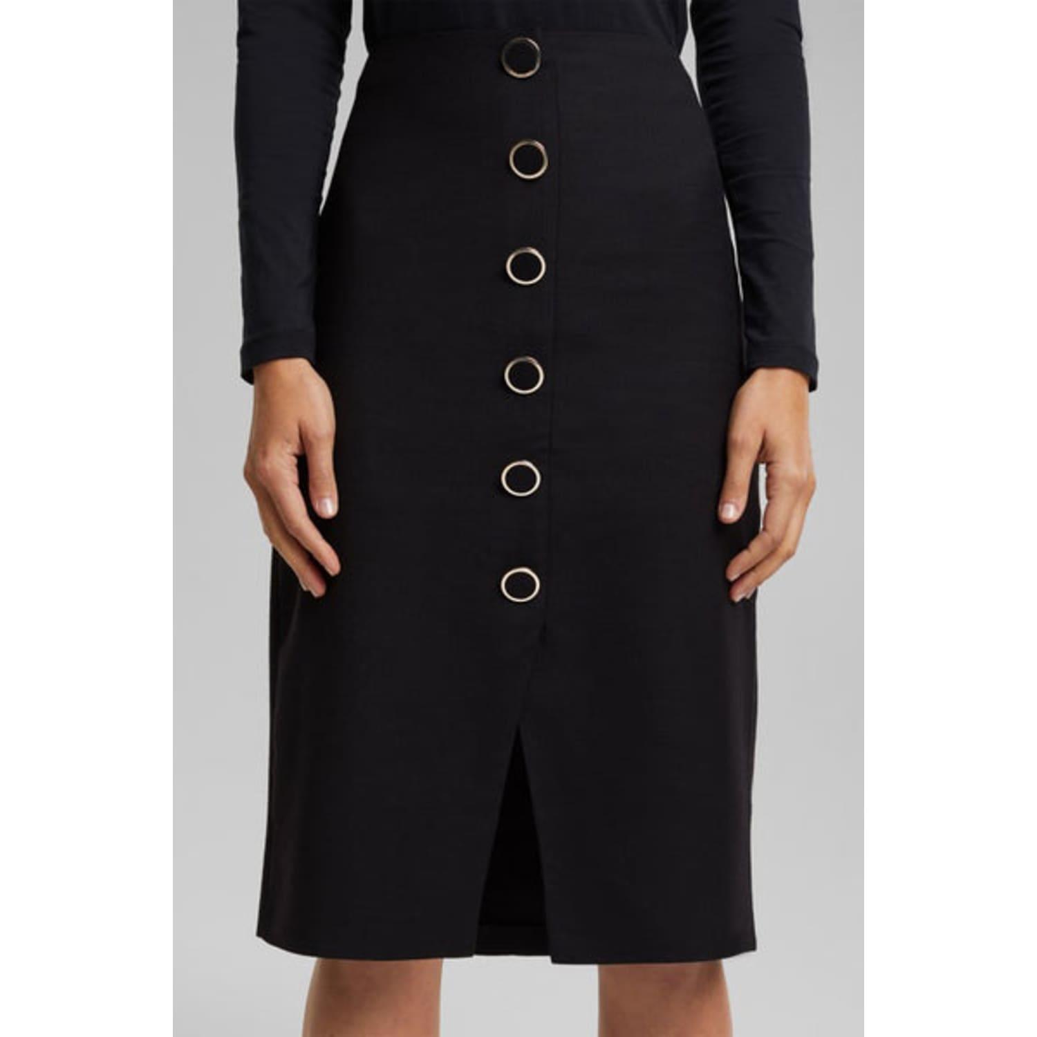 Esprit Pencil Skirt With Buttons in Black | Lyst