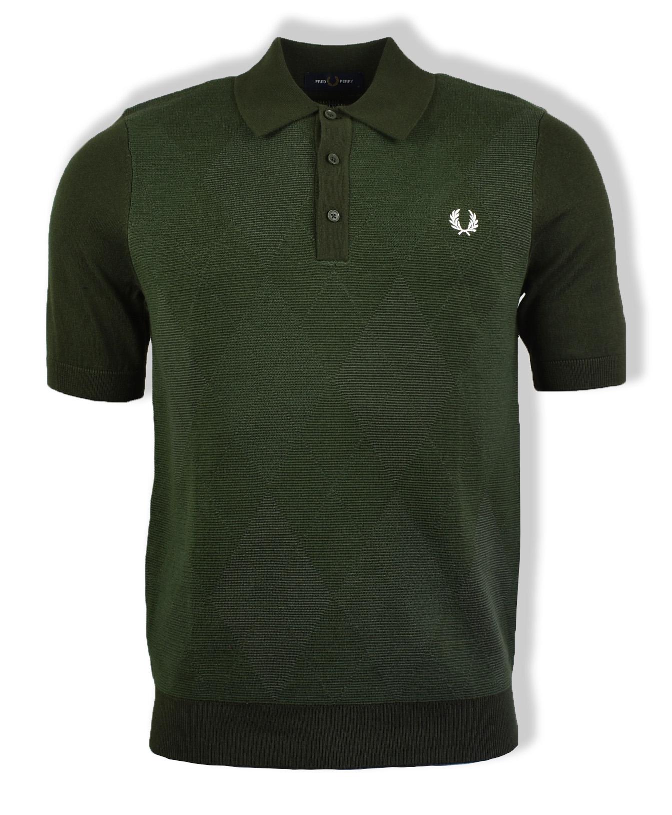 Fred Perry Hunting Green Tonal Argyle Knitted Polo Shirt for Men | Lyst
