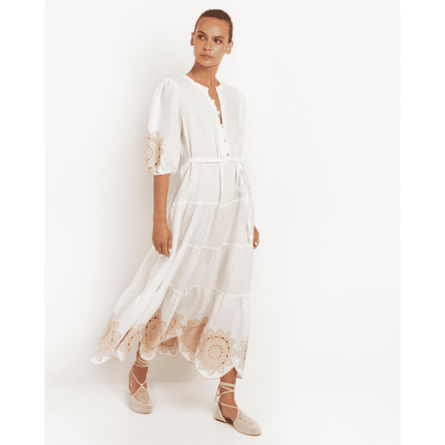 Longue robe marguerite blanche / crème Greek Archaic Kori en coloris Blanc  | Lyst