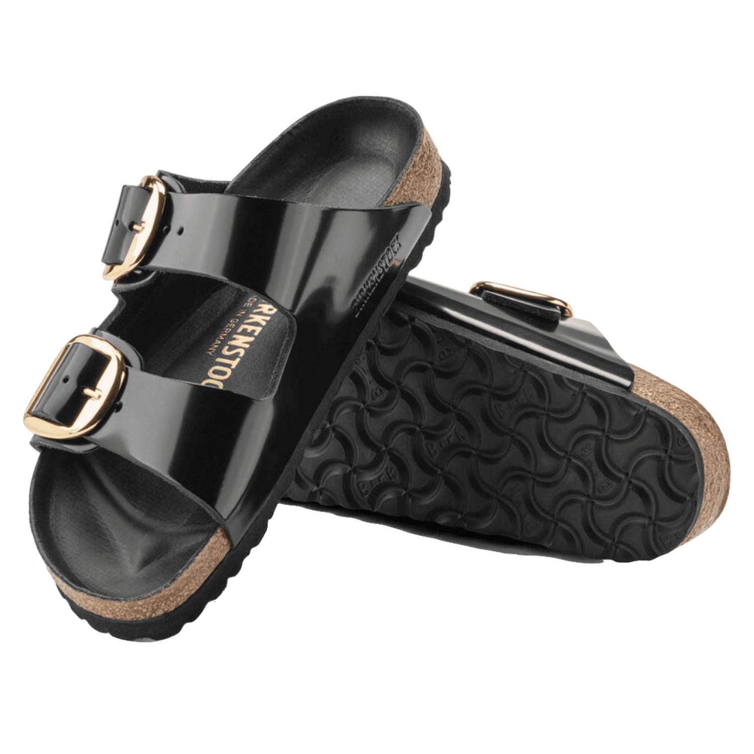 Birkenstock Arizona Big Buckle Patent Leather Sandals in Black | Lyst