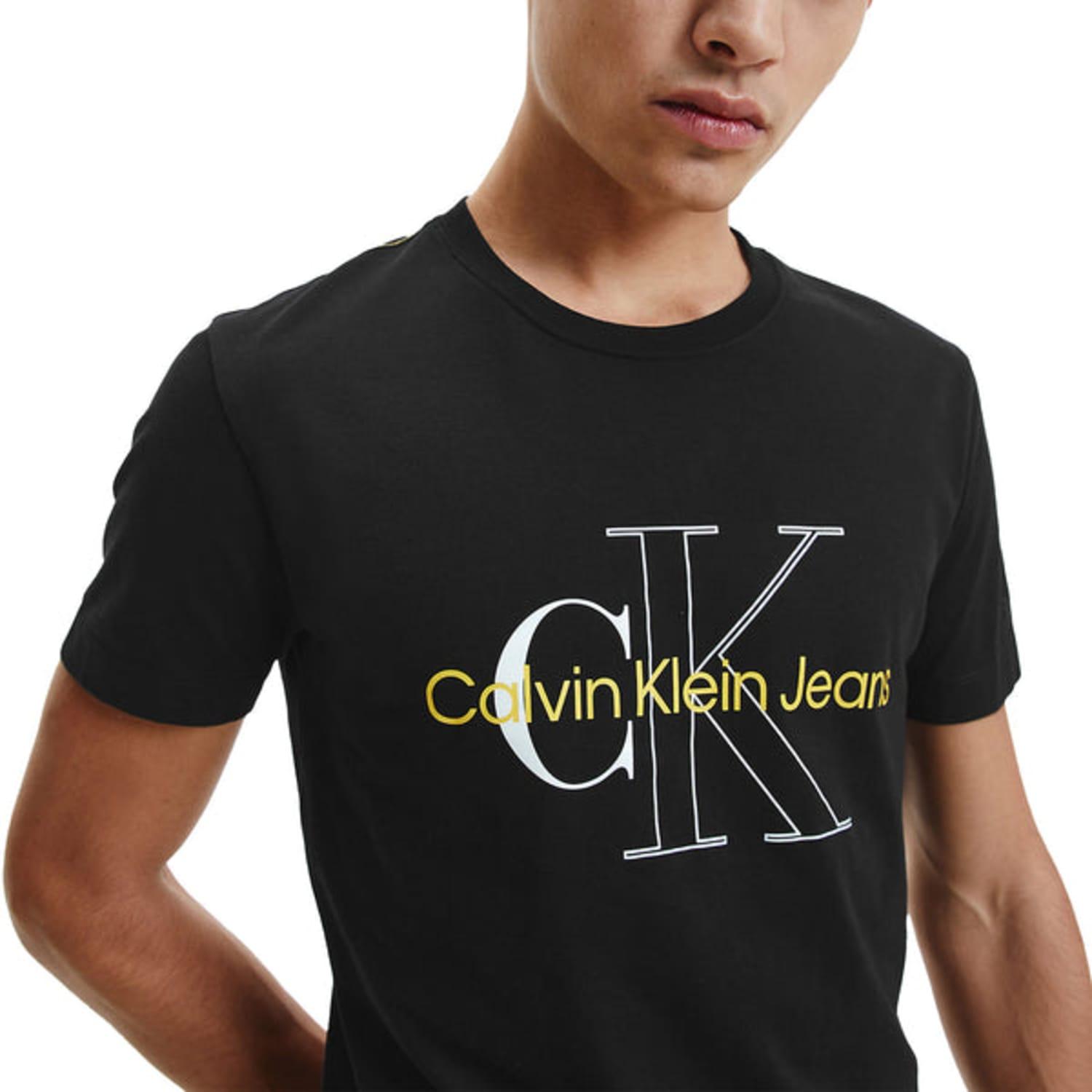 Calvin Klein Two Tone Monogram T-shirt in Black for Men | Lyst