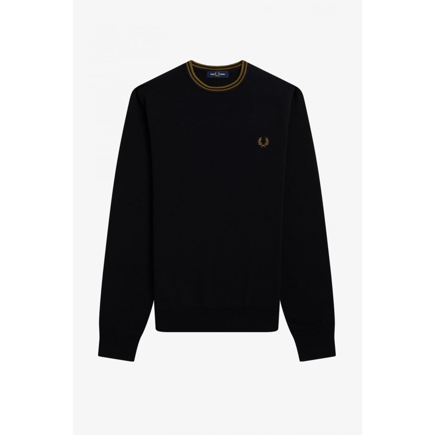 Fred Perry Classic Crew Neck Jumper Black / Shaded Stone for Men | Lyst