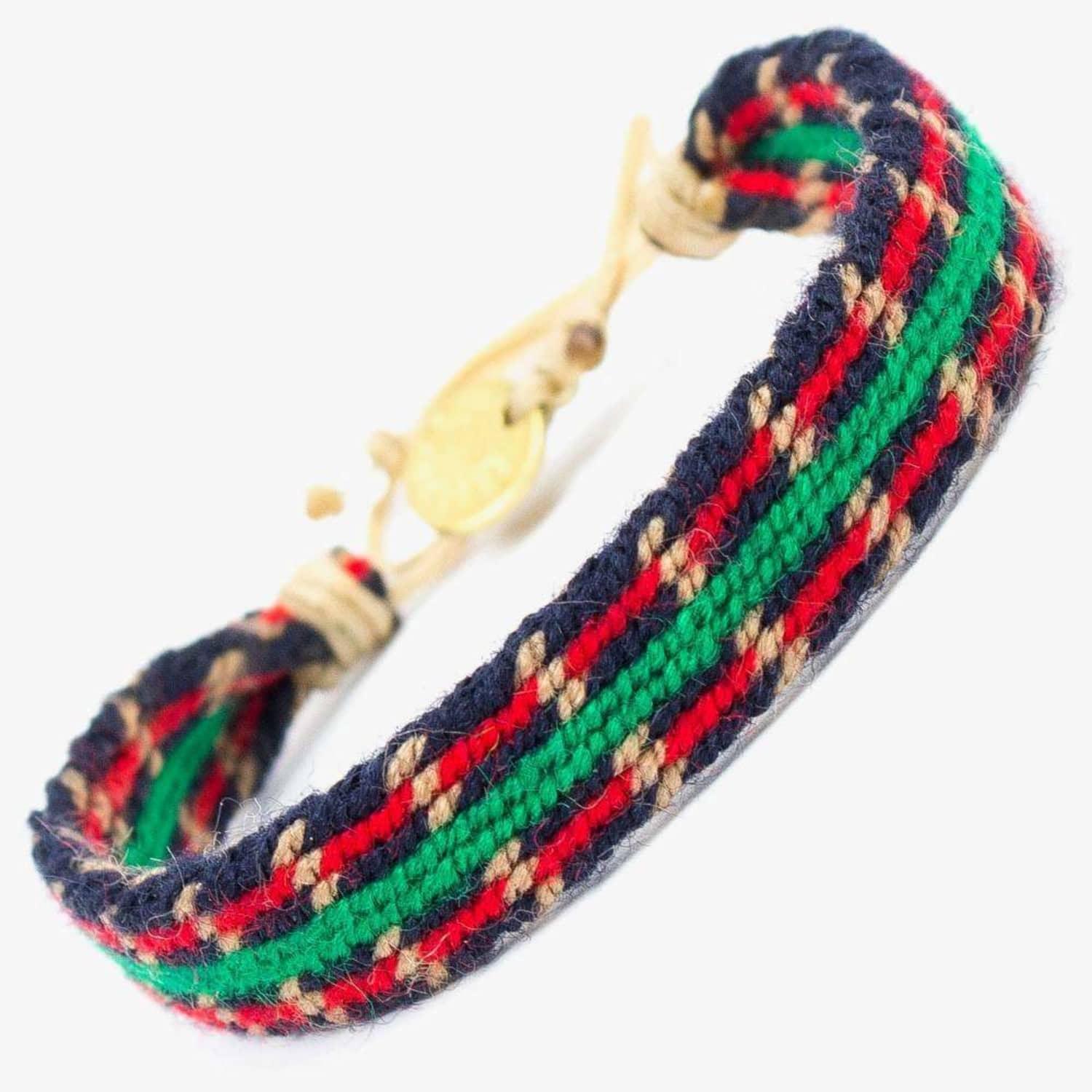 Guanabana Hand-woven Textile Bracelet With Gold Plated Tag in Red | Lyst