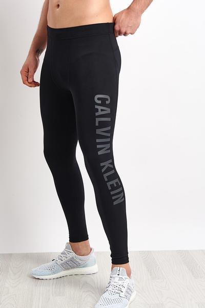 Calvin Klein Full Length Tight Logo Leg in Black for Men - Lyst