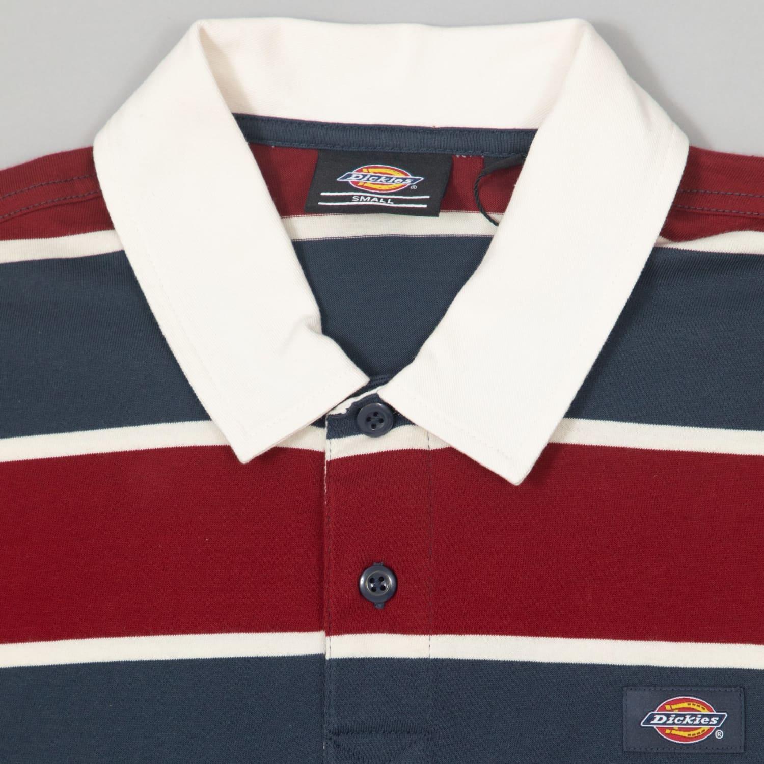 Dickies Oakhaven Rugby Long Sleeve Polo Shirt In Navy & Red for Men | Lyst