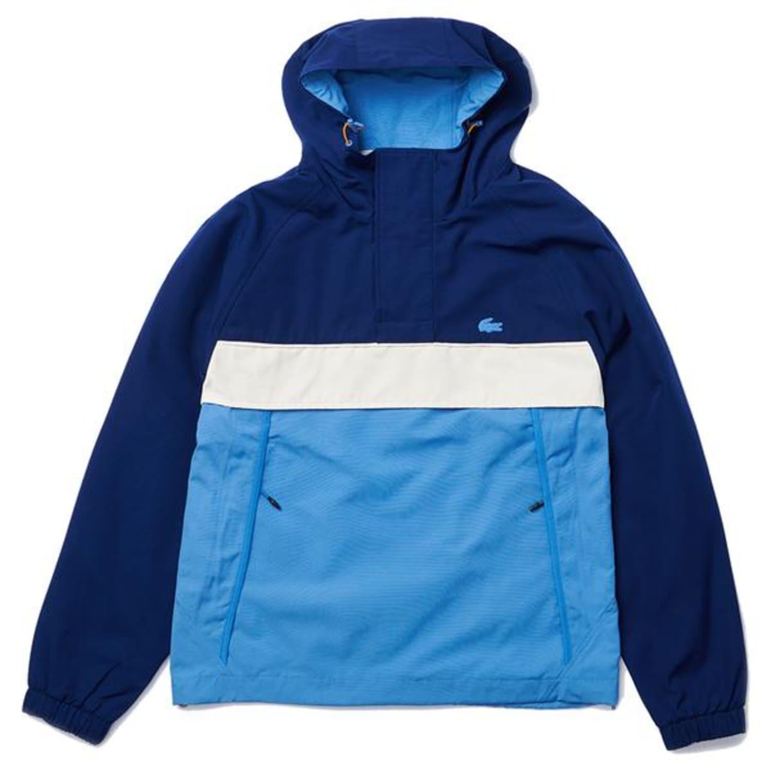 Lacoste Synthetic Hooded Colourblock Smock Pullover Jacket in Blue for Men  | Lyst