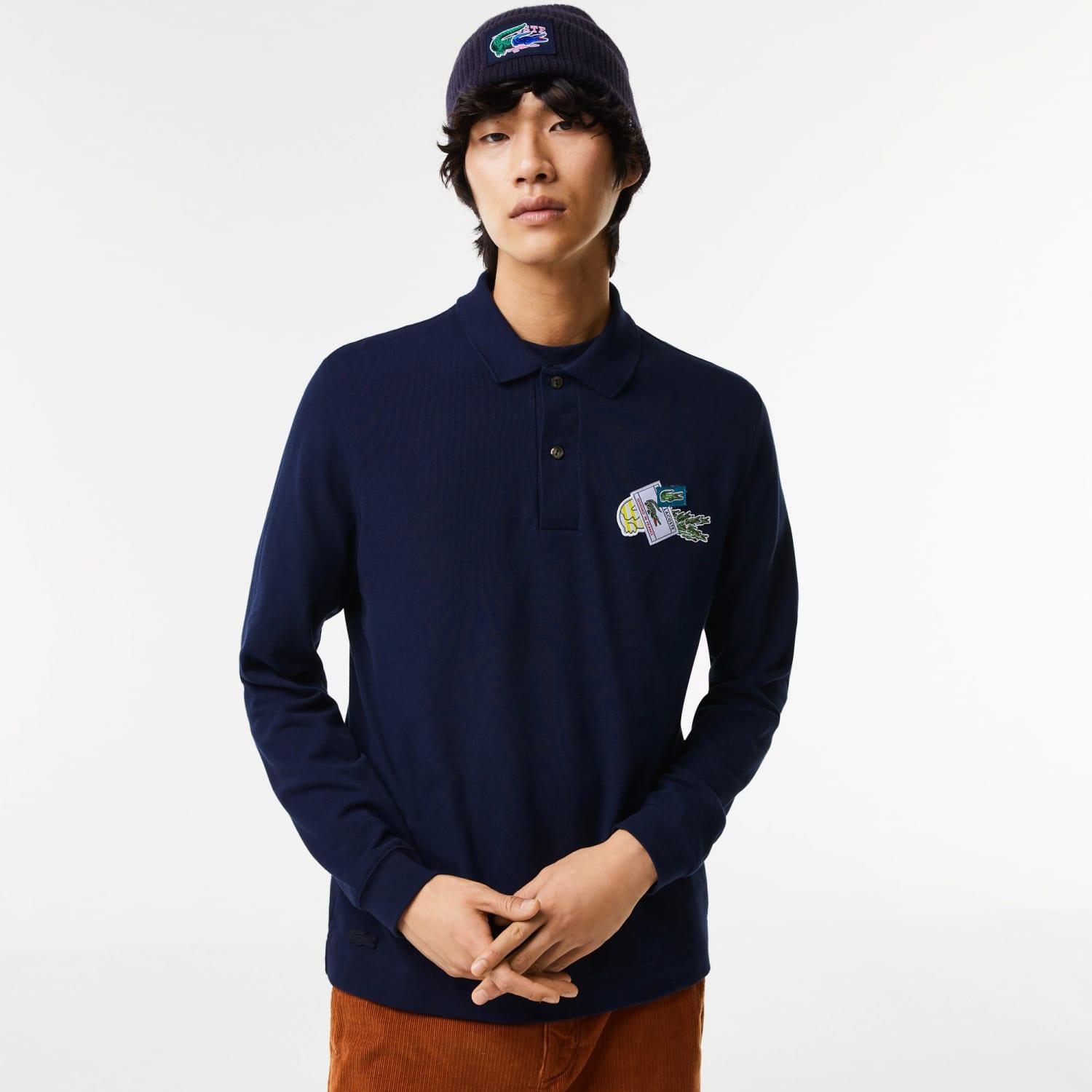 Lacoste Holiday Long Sleeved Polo Crocodile Badge Dark Navy in Blue for Men  | Lyst