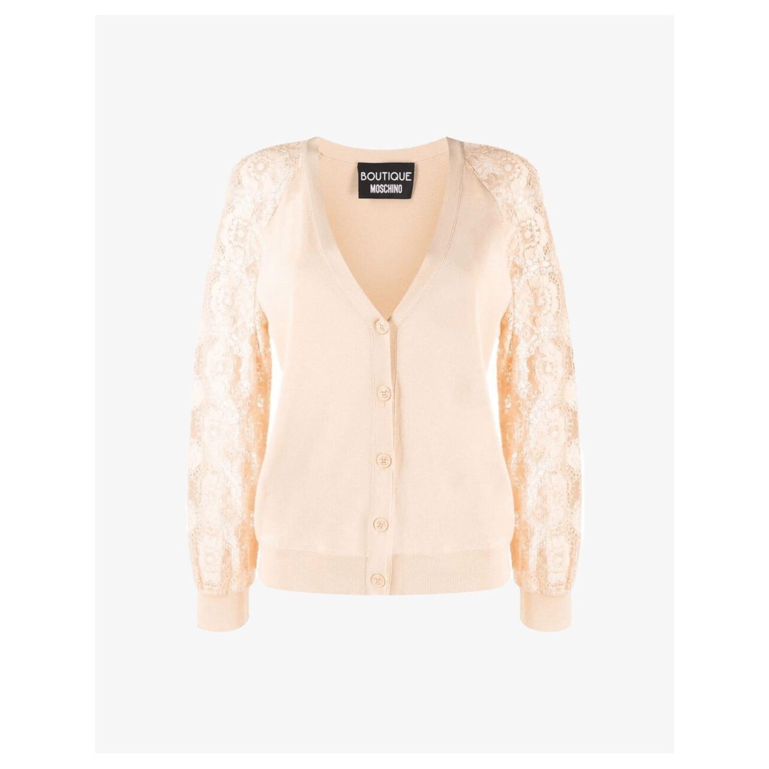 Boutique Moschino Peach Lace Cardigan in Natural | Lyst