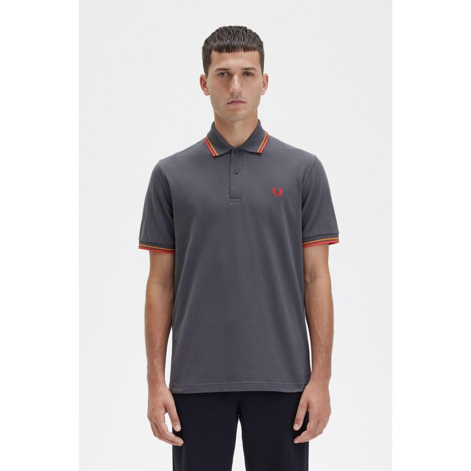 Fred Perry Gunmetal Cyber Orange Cyber Red Made In Enland Polo Shirt in  Blue | Lyst
