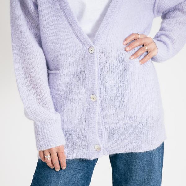 american vintage purple cardigan