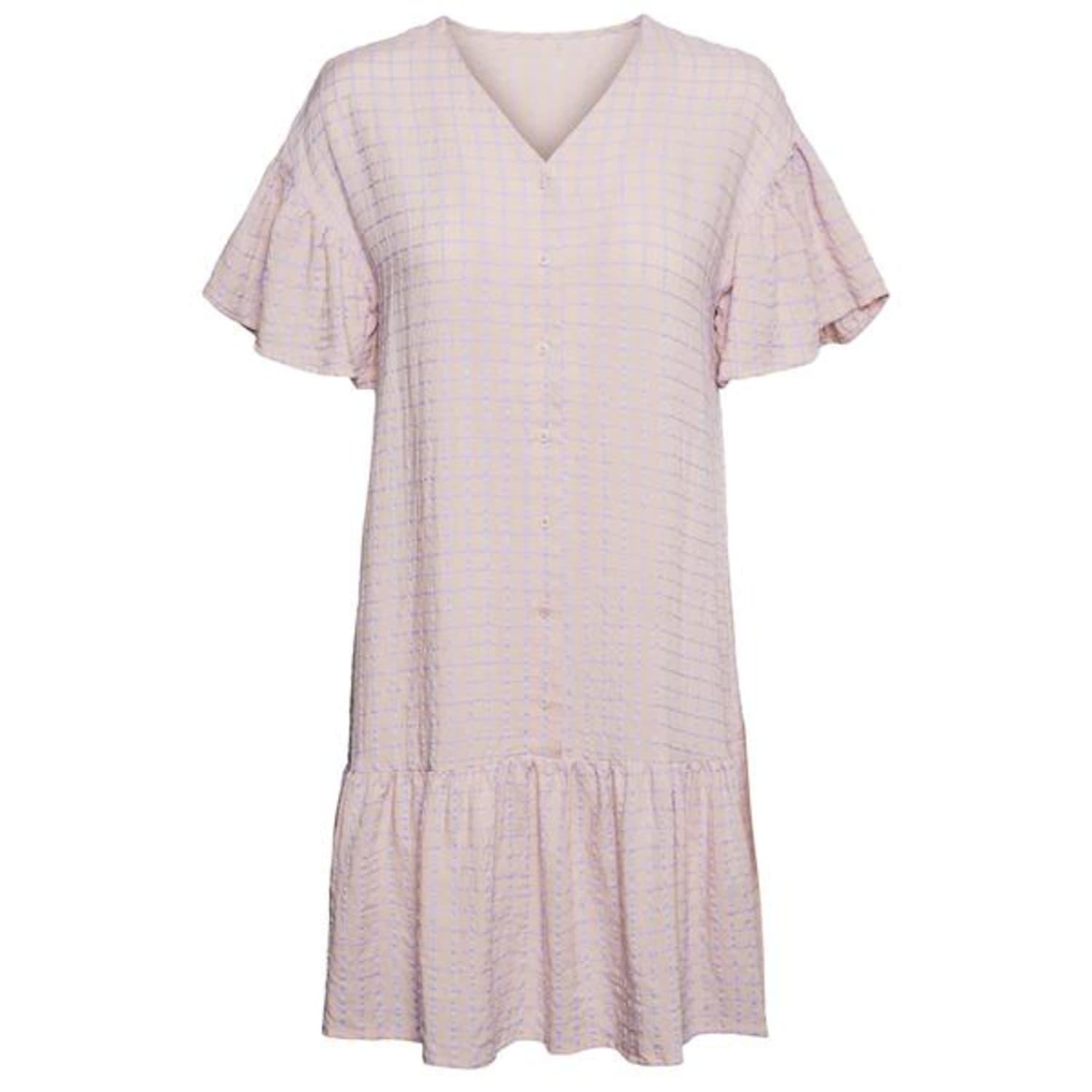 Vero Moda Cotton Drop Waist Check Dress in Pink | Lyst