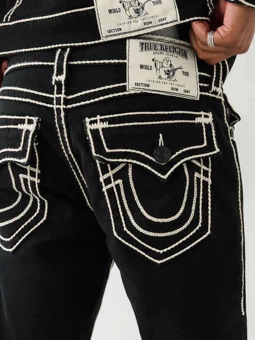 True Religion Ricky Rope Stitch Straight Jean in Black for Men Lyst