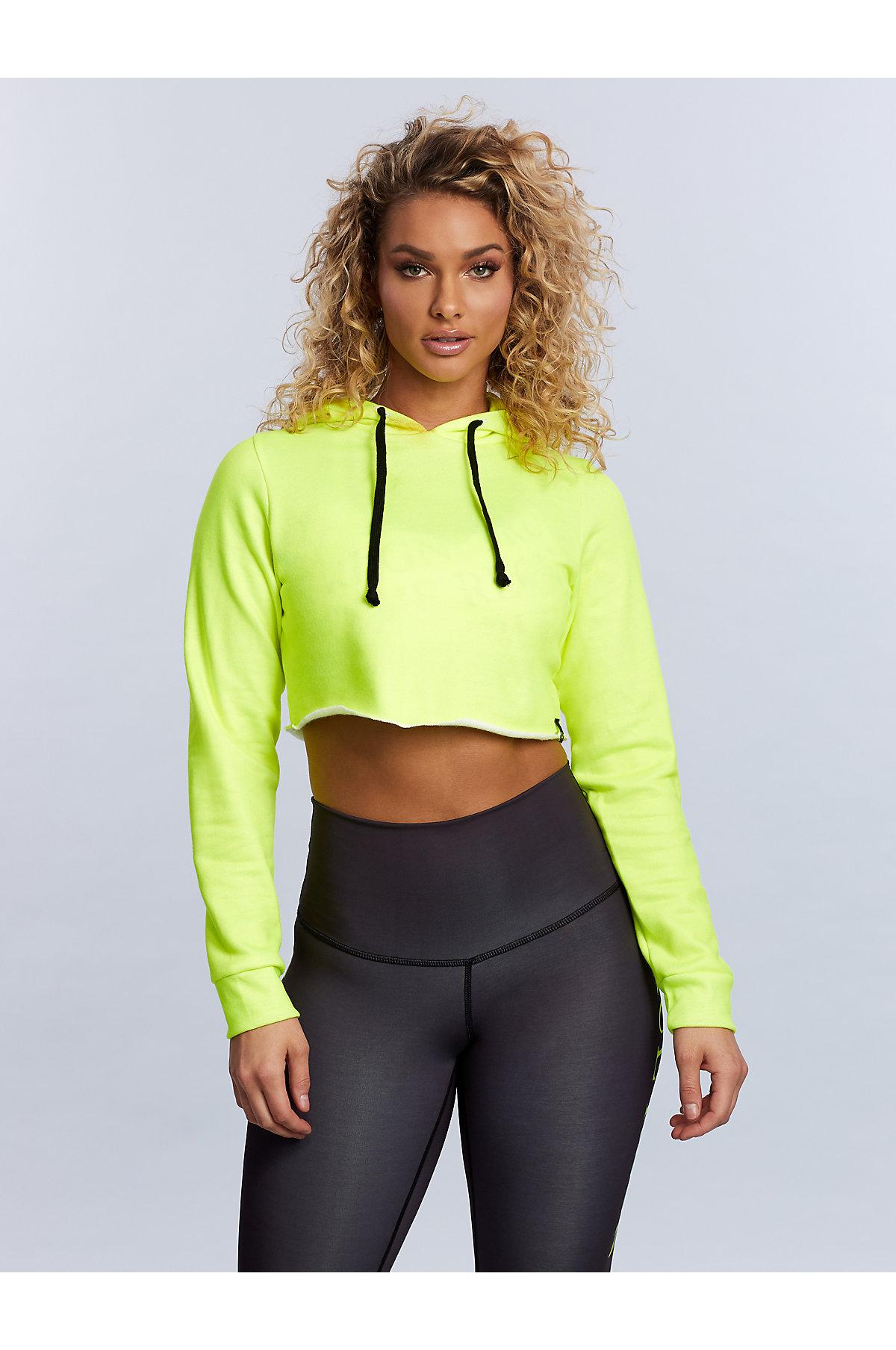 neon yellow crop hoodie