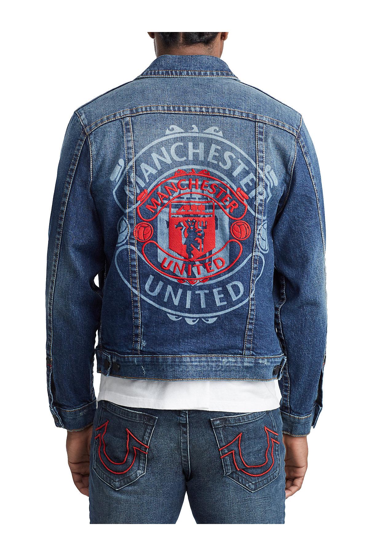 True Religion Tr X Manchester United Embroidered Denim Jacket in Indigo