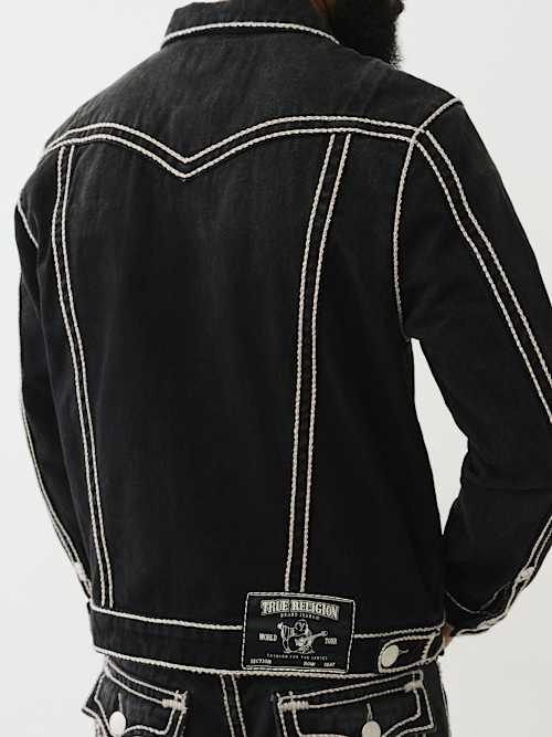 True Religion Jimmy Rope Stitch Denim Jacket in Red for Men True Religion Jimmy Rope Stitch Denim Jacket in Red for Men