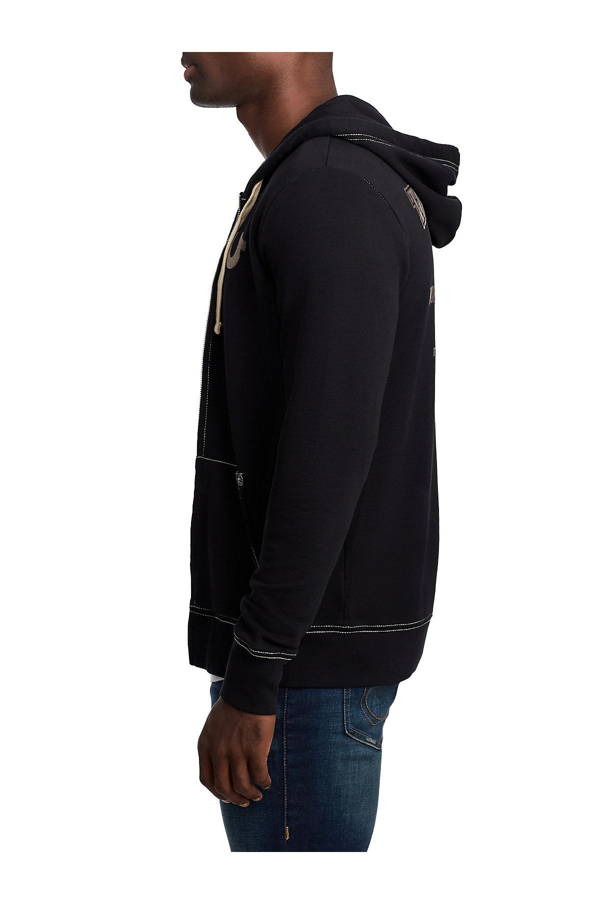True Religion Cotton Flocked Buddha Zip Up Hoodie in Black for Men Lyst