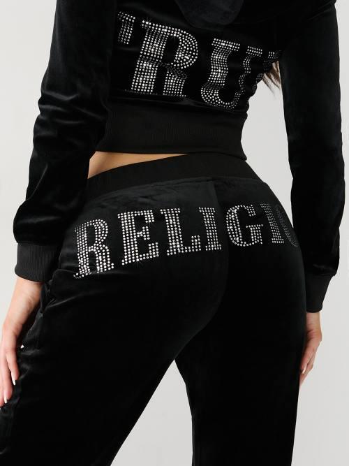 TRUE RELIGION Crystal Velour Logo Track Pant in Blue Lyst