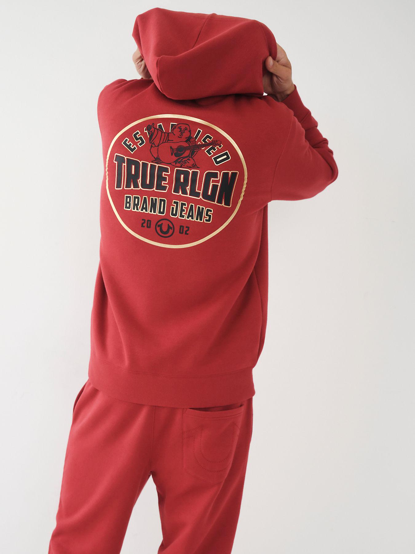 True Religion Logo Zip Hoodie in Red for Men | Lyst